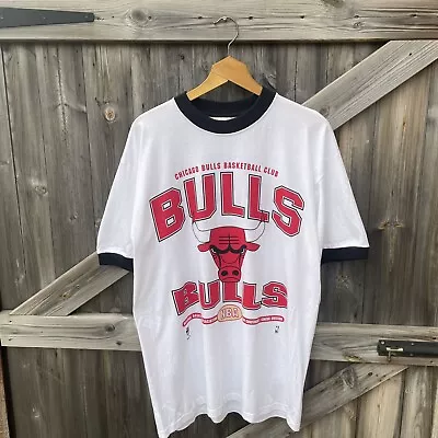 £29.99 • Buy Chicago Bulls T-Shirt Vintage 90s Size Large Ringer Tee NBA Jordan Basketball