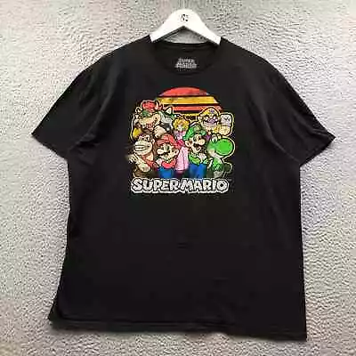 Super Mario T-Shirt Men's XL Short Sleeve Crew Neck Graphic Black • $9.99