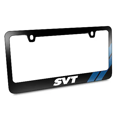 $38.99 • Buy Ford SVT Blue Carbon Texture Stripes Black Metal License Plate Frame