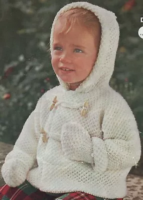 £1.99 • Buy Vintage Knitting Pattern For Duffle Coat And Mittens In Double Knit 20/22 Chest