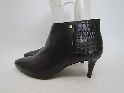 Antonio Melani Womens Size 9.5 M Brown Leather Zip Fashion Ankle Boots Bootie • $25.64
