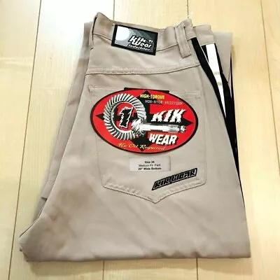 Vintage 90s KIKWEAR Sidelined Stretch Baggy Pants Size 34 Beige Unused Item • $139.99