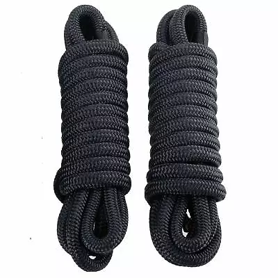 $26.99 • Buy 2 Pack 1/2 Inch 35FT Double Braid Nylon Boat Dock Anchor Line Mooring Rope Black