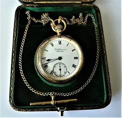 BENSON. 18CT  POCKET WATCH + Chain . MY REF NO 464. . • £1900