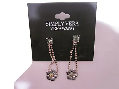 Simply Vera Wang Earrings Rhinestone Earrings Flora Drop Down Gray Sliver Post • $8.99