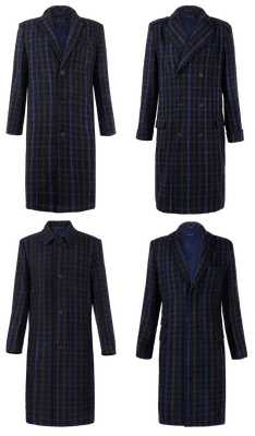 £99.99 • Buy Mens Grey Plaid Overcoat Wool Warm Winter Mod Long Check Military Coat Navy     