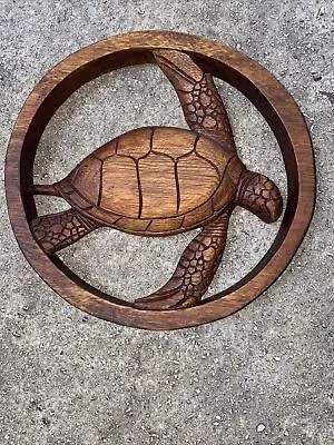 $25 • Buy Sea Turtle Suar Wood Wall Art Island Home Decor Tiki Bar Tropical Patio