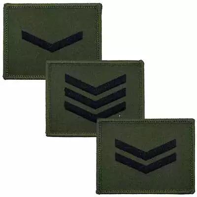 Commando Rank Square In Olive With Black Embroidery - Military Cloth Patch • £3.50