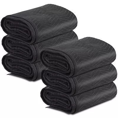 6 Pack Moving Blankets 80  X 72  Pro Economy Quilted Furniture Pads Black • $40.58