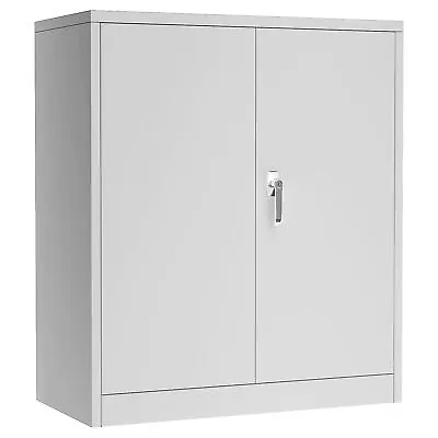 Aobabo 42 Inch Locking Metal Storage Cabinet With 2 Adjustable Shelves Grey • $151.99