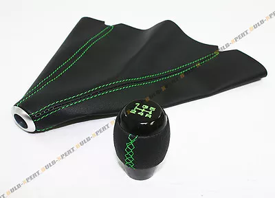 M10 X 1.5 Blk Leather Shift Knob W/ Green Stitching+ Leather Boot For Honda • $26.95