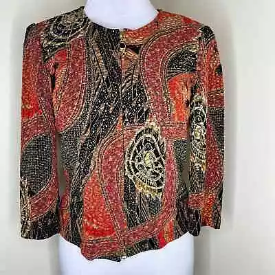 Vintage 90s Joseph Ribkoff Jacket 6 SMALL Abstract Boucle Stretch Multicolor 80s • $37.99