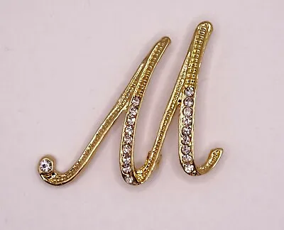 £4.80 • Buy Diamante Gold Initial Letter M Fashion Brooch Pin Brand New FREE P&P