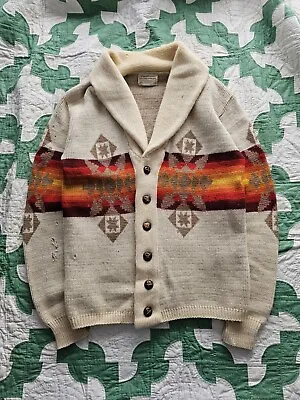 Vintage 1970s Pendleton High Grade Western Wear Shawl Collar Cardigan M • $121.93