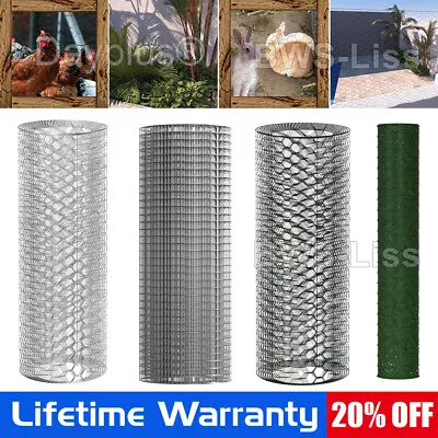 PVC Coated Or Galvanised Chicken Wire Mesh Netting Rabbit Cage Aviary Net Fence • £25.91