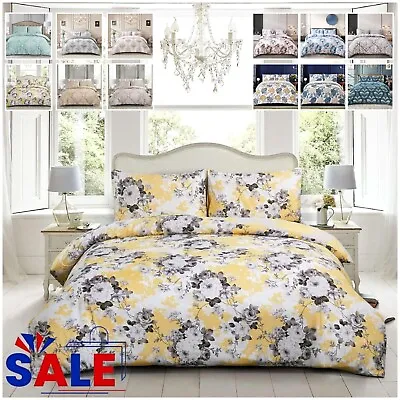 100%cotton Floral Duvet Bedding Set Printed Quilt Cover Double King W Pillowcaes • £16.90