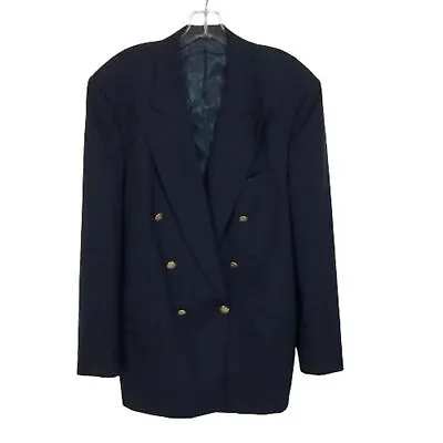 Mens Size 45 LONG 45L Burberry Navy Vintage Pure Wool Sports Coat Blazer Jacket • $145.62