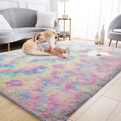 Anti Slip Thick Large Shaggy Rugs Soft Fluffy Rug Living Room Bedroom Carpet Mat • £8.99