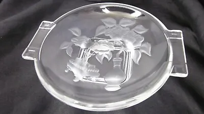 Verlys Glass Art Deco Tab Handle Bowl Dish Frosted Intaglio Made In USA Signed! • $35