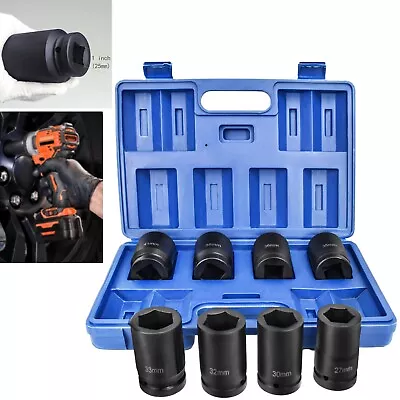 8 Pc 1  One Inch Drive Dr Large Size Air Black Impact Socket Wrench Tool Set Mm • $59.39
