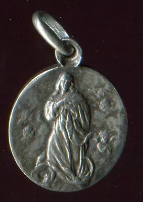 Antique  Silver Sterling  Medal Of St Mary With Cherubins • $16.90