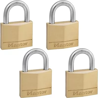 Master Lock 140Q Solid Padlocks 4 Pack Keyed-Alike Brass Silver • $29.54