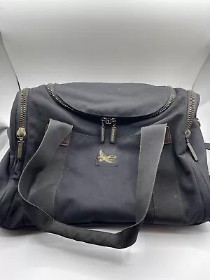 VTG Eddie Bauer Canvas Duffle Bag Black Small Carry On Luggage Weekender Tote • $40