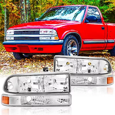 4PC Headlights Bumper Lamp For 1998-2004 Chevy S10/Blazer Chrome Amber Corner • $75.99