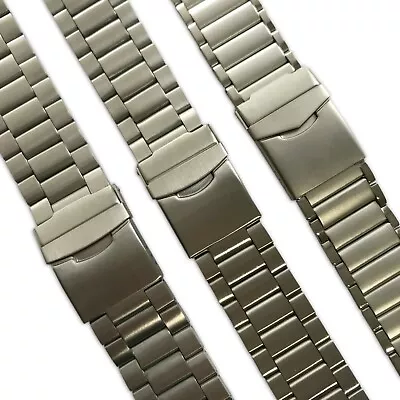 22 - 24mm Stainless Steel Metal Watch Strap Band Men Stainless SS Buckle Quality • £4.79