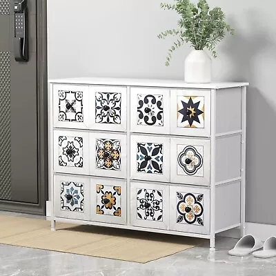 Chest Of 6 Drawers Vintage Tallboy Storage Cabinet Fabric Tower Dresser • $159.99