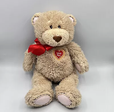 15” I Love You Teddy Bear Plush With Pink Ears And Paws Stuffed Animal Toy • $8.99