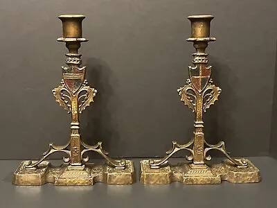 Pair Arts And Crafts Hammered Metal Electric Lamp Bases • $75