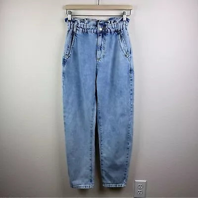 Zara Paperbag Mom Jeans High Rise Tapered Leg Size 2 • $26.99