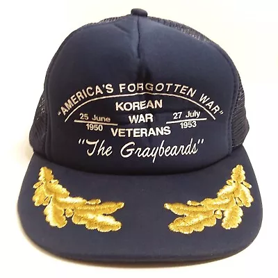 VTG Ball Cap Mesh Snap Back Truckers Hat Graybeards Korean War Veterans America • $7.99