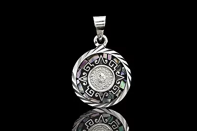 Sterling Silver Mayan Calendar Aztec Tonatiuh Charm  Pendant Sterling Silver.950 • $52.99