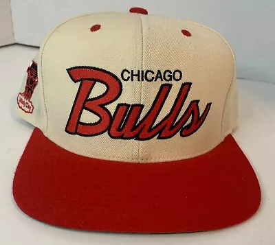 Chicago Bulls Hat Cap Snap Back White Script Mitchell & Ness NBA Basketball Mens • $49.99