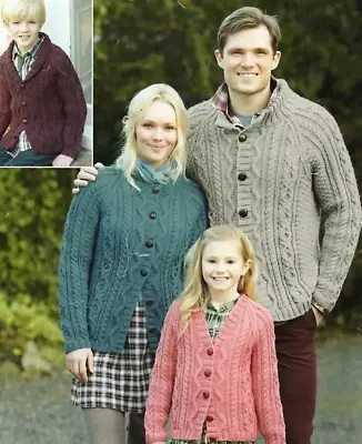 0267 Family Cardigans Aran 24-46   - Vintage Knitting Pattern Reprint • £3.49