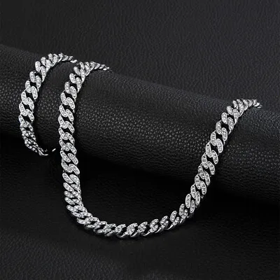 8MM Gold Plated CZ  Cuban Link Chain Hip Hop Iced CZ Out Cuban Necklace/Choker • $11.95