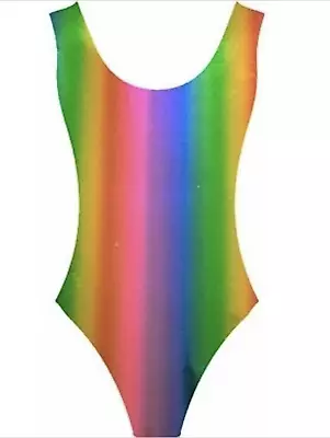 # Awesome 80s Rainbow Leotard Metallic Disco Ladies 80s Costume • $14.99