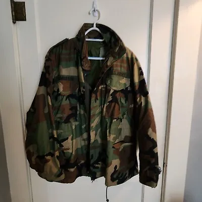 US Military Coat Camo Cold Weather Field Coat Jacket Uniform Men Medium Regular • $21.50