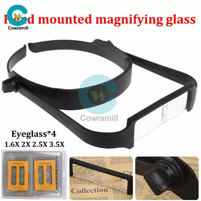 Headband Magnifier Head Magnifying Visor Glasses Jewelry Watch Repair W/ 4 Lens • $8.54