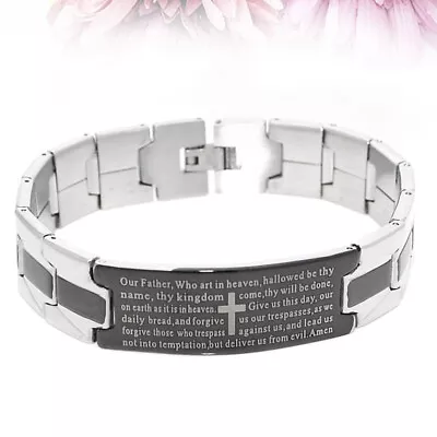  Mens Bible Bracelet Silicone Wristbands Black Stainless Steel • $9.99