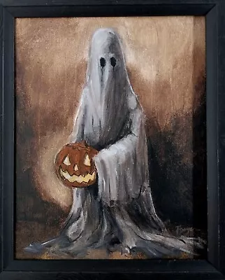 Original Ghost Painting Abstract Thayer Art OOAK Canvas Halloween Not A Print • $40