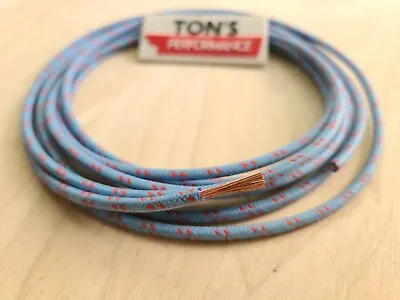 5 Feet Vintage Braided Cloth Covered Primary Wire 16 Gauge 16ga Blue W/ Red • $3.99