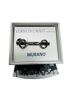 Mens Horsebit Tie Clip Silver Finish NWT By Murano Equestrian • £16.64
