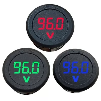 Car Voltmeter DC 4-100V LED Digital Display Round Two Wire Panel Voltage Meter • £3.95