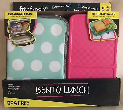 Bento Lunch Box Bag Set Safe Microwave Container W/ Multiple Ice Packs BPA FREE • $7.99