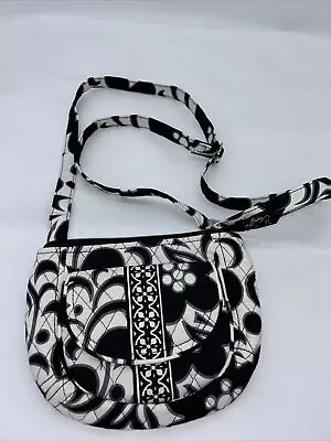 Vera Bradley Camellia Floral Clara Shoulder Purse Or Crossbody Black White Gray • $13.99