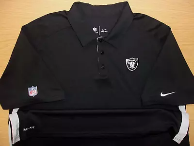 Nike NFL Oakland Raiders Football Dri-Fit On Field Polo Shirt Black 2XL ~NEW~ • $19.99