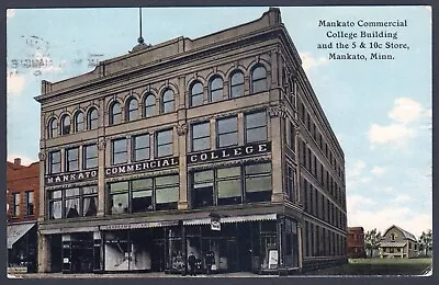 Mankato MN 1911 Postcard - Mankato Commercial College Building Advertisement • $5.99